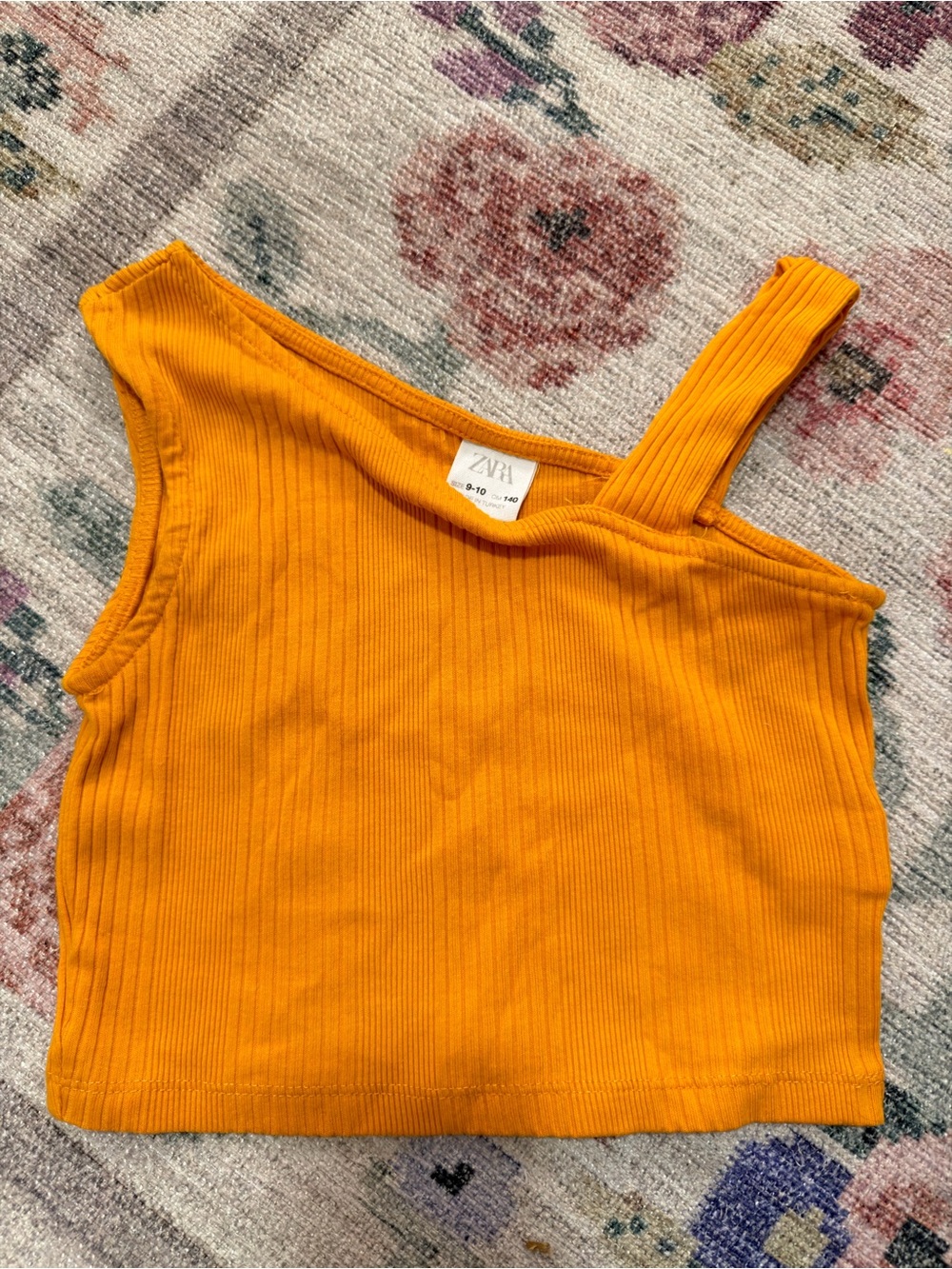Zara One-Shoulder Ribbed Crop Top - Mustard
